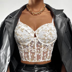 Embroidery Floral Waist Sexy Mesh See through Small Vest Female Boning Corset Boning Corset Corset Bella Mia