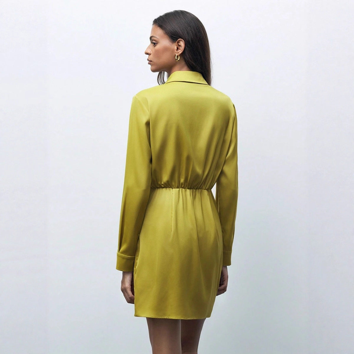 Women Clothing Fall Satin Dress Pleated All Match Satin Bella Mia
