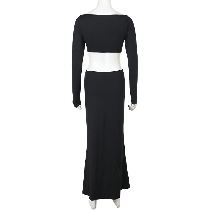 Fall Type Hip Elegant Slim Fit Hollow Out Cutout Sexy Long Sleeve Dress Women Bella Mia