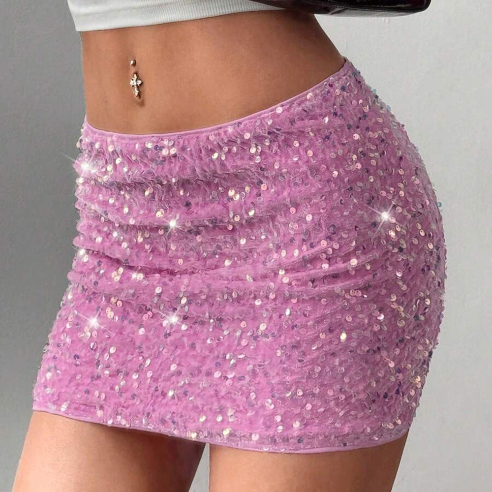 Sequin Flannel Skirt Sexy Hip Skirt for Women Bella Mia