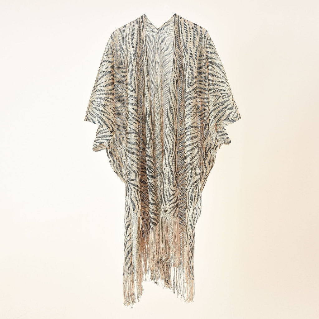 Spring Summer Street Striped Printed Tassel Sun Proof Shawl Cardigan Bella Mia