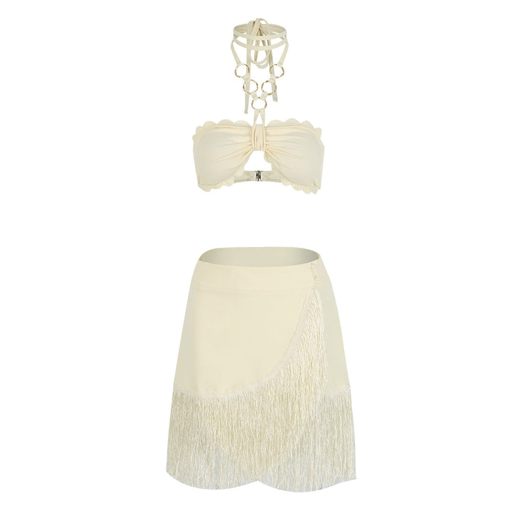 Coat Skirt Two Piece Split Swimsuit for Women Solid Color Bella Mia