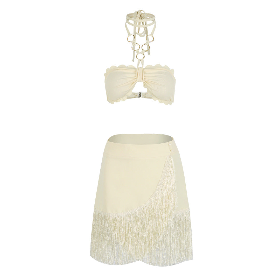 Coat Skirt Two Piece Split Swimsuit for Women Solid Color Bella Mia