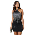 Women Wear Rhinestone Sleeveless Backless Sexy Bag Arm Dress Bella Mia