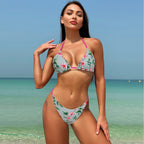 Swimsuit Women Leopard Print Floral Sexy Three Point Halter Bikini Swimsuit Bikini Bella Mia