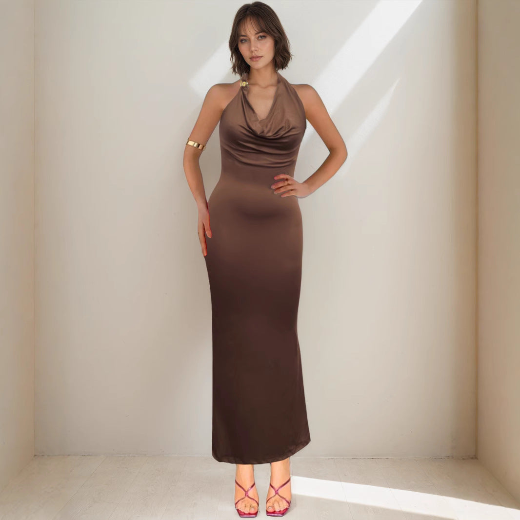 V neck Elegant Halter Dress Women Summer High Grade Sexy Sheath Dress Bella Mia