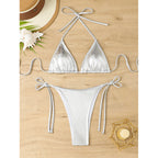 Bikini Sexy Slim Fit Shiny Surface Sexy Nightclub Bikini Swimming Swimwear Women Split Bella Mia