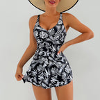 Lonkey Conservative Tankini Print Split Boxer High Waist Swimsuit Women Bikini Bella Mia