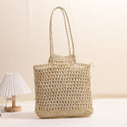 One Shoulder Hollow Out Cutout out Straw Bag Special Interest Design Straw Bag Woven Bag Vacation Beach Bag Women Bag Bella Mia