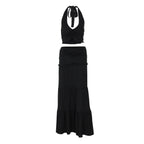 Women Clothing Summer Lace Halterneck Vest Pleated Skirt Two Piece Set for Women Bella Mia