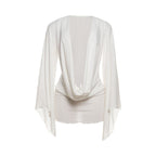 Autumn Winter Sexy Swing Collar Bell Sleeve Solid Color Sheath Short Bella Mia