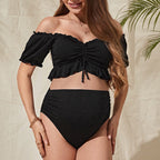 Women Bikini Maternity Dress Sexy Solid Color Short Sleeve Flash Split Swimsuit Bella Mia
