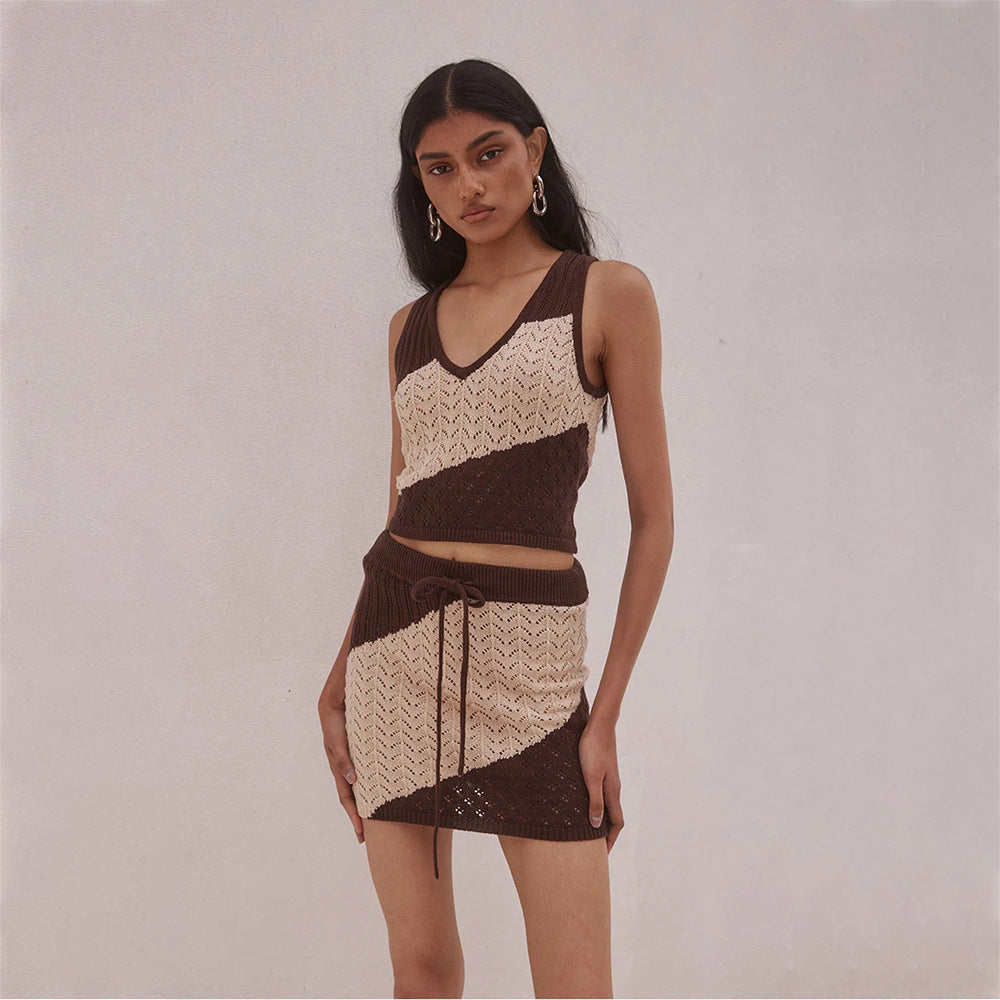 Women Sexy Hollow Out Cutout Striped Beach Dress Bikini Swimsuit Blouse Sun Proof Set Bella Mia