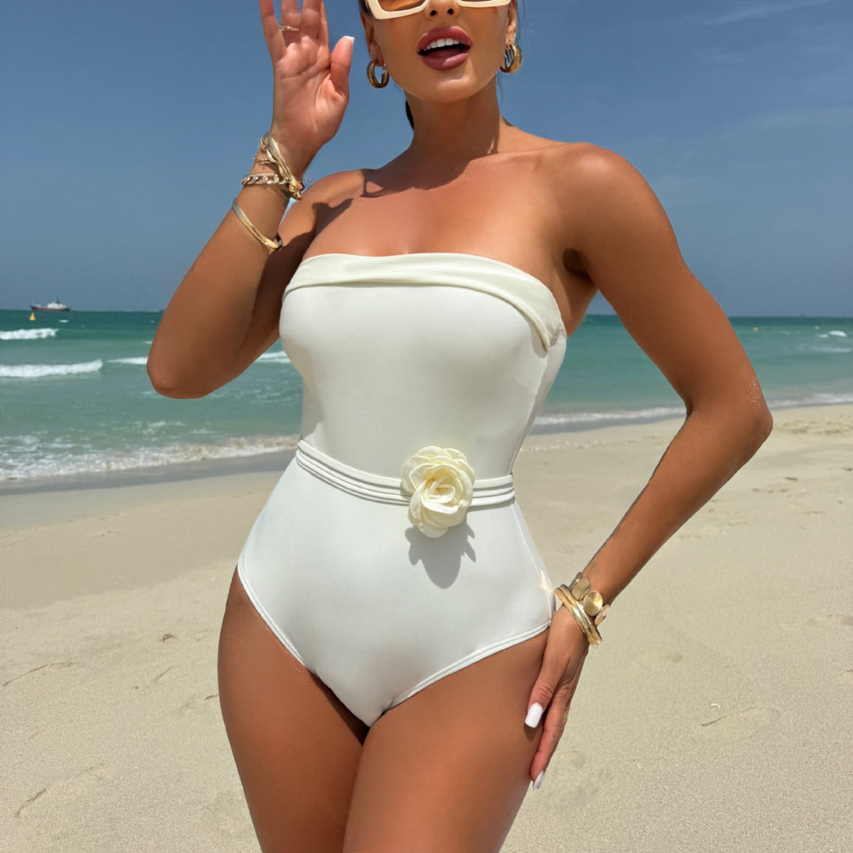 One Piece Multi Wear Drawstring Strap Small Floral Swimwear Swimsuit Bikini Bella Mia