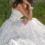 Women Clothing Summer Sexy French Pastoral Holiday Floral Strap Dress Maxi Dress for Women Bella Mia