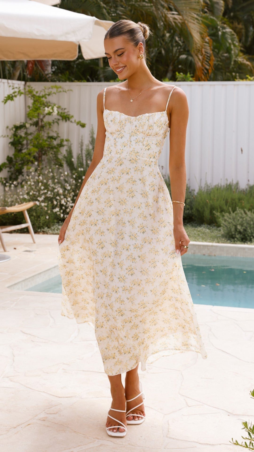 Women Clothing Floral Sexy Strap Backless Vacation Dress Bella Mia