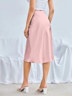 High Waist Satin Skirt Autumn Winter Women Midi Skirt Zipper Satin Skirt Bella Mia