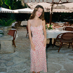 Polka Dot Printed Floral Strap Dress Women Summer French Sexy Backless Dress Bella Mia