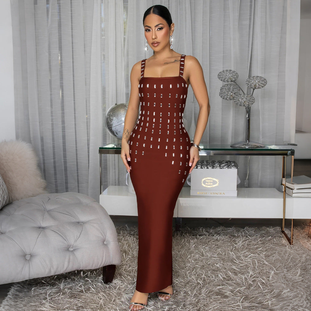 Sexy Strap Summer Rhinestone Dress Slim Fit Dress