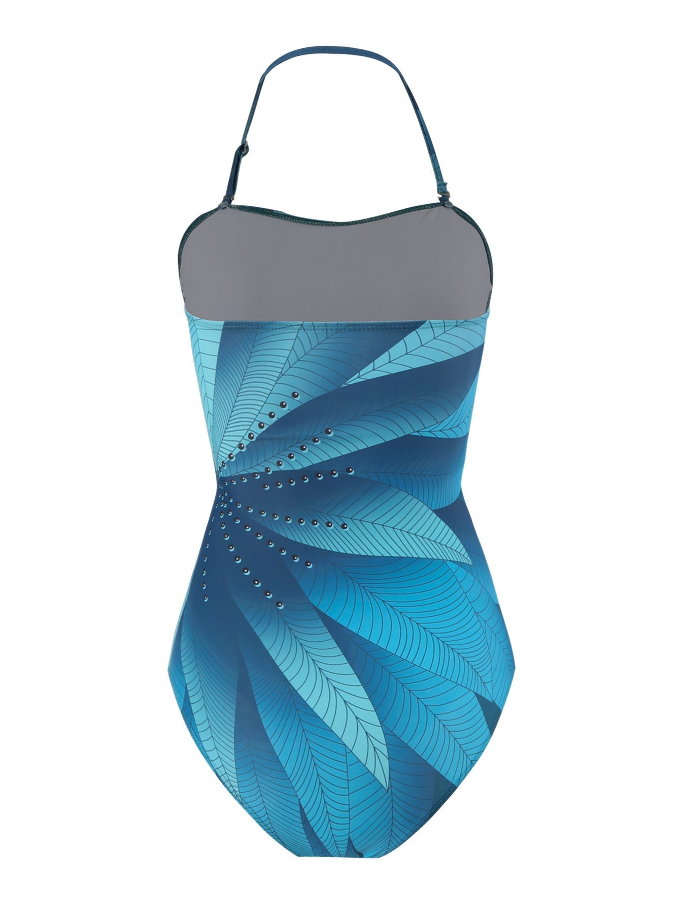 Lonkey French One Piece Two Piece Set Swimsuit Leaf Printed Sheath Dress Conservative Halter Swimsuit Women Bella Mia
