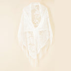 Nylon Hollow Out Cutout Breathable Tassel Triangle Shawl Women Scarf Bella Mia