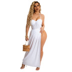 Women Clothing Summer Vacation Spaghetti Straps Cluster Swimsuit Chiffon Women Two Piece Overskirt Suit Bella Mia