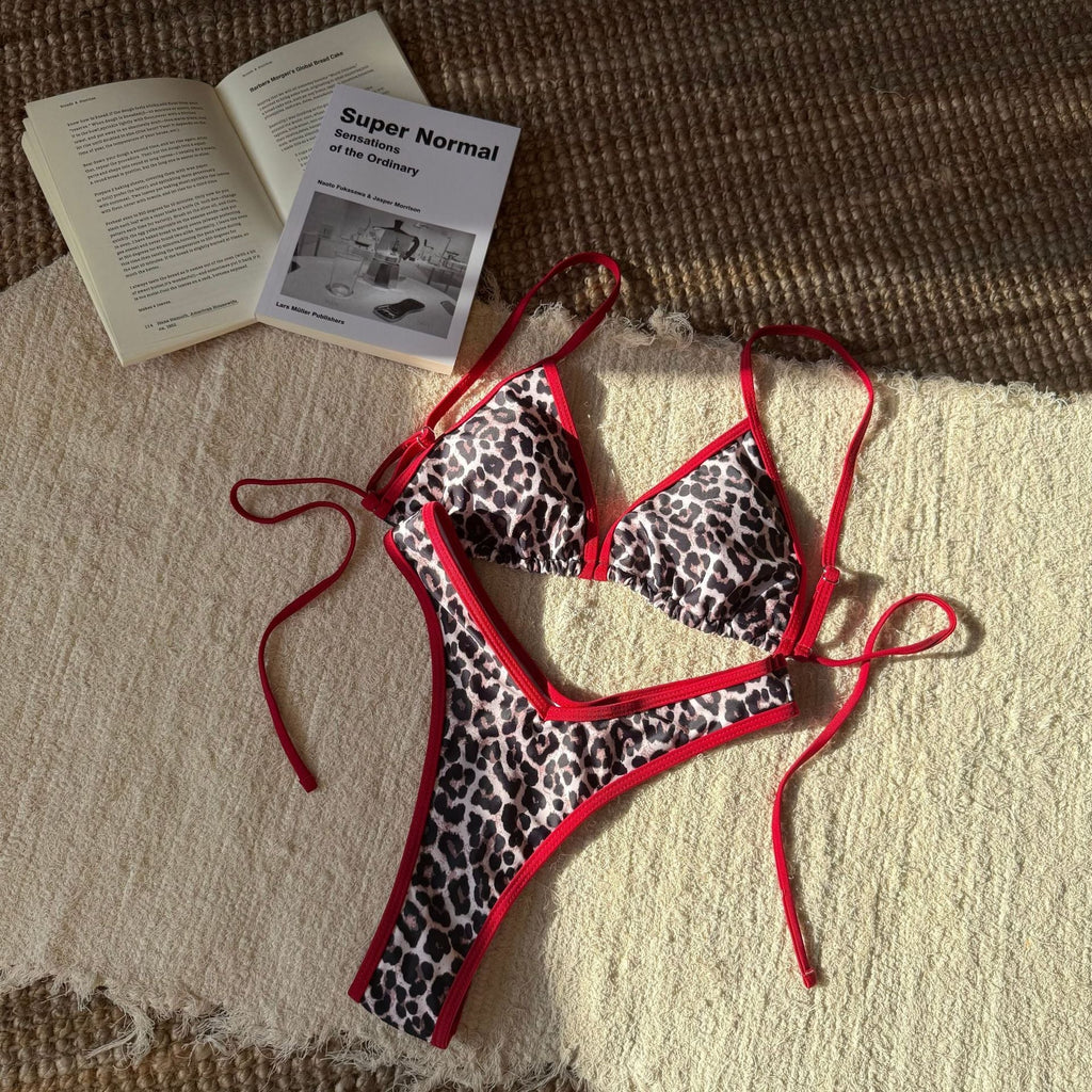 Women Split Leopard Print Printed Sexy Swimsuit Women Triangle Bandage Swimsuit Bikini Bella Mia