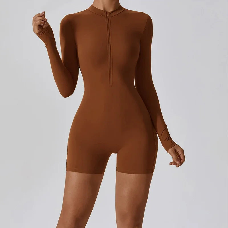 Zip Long Sleeve Yoga Jumpsuit LUXLIFE BRANDS