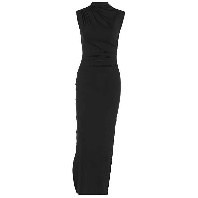 Summer Solid Color Split High Waist Slim Sexy Sleeveless Long Women Clothing Dress Bella Mia