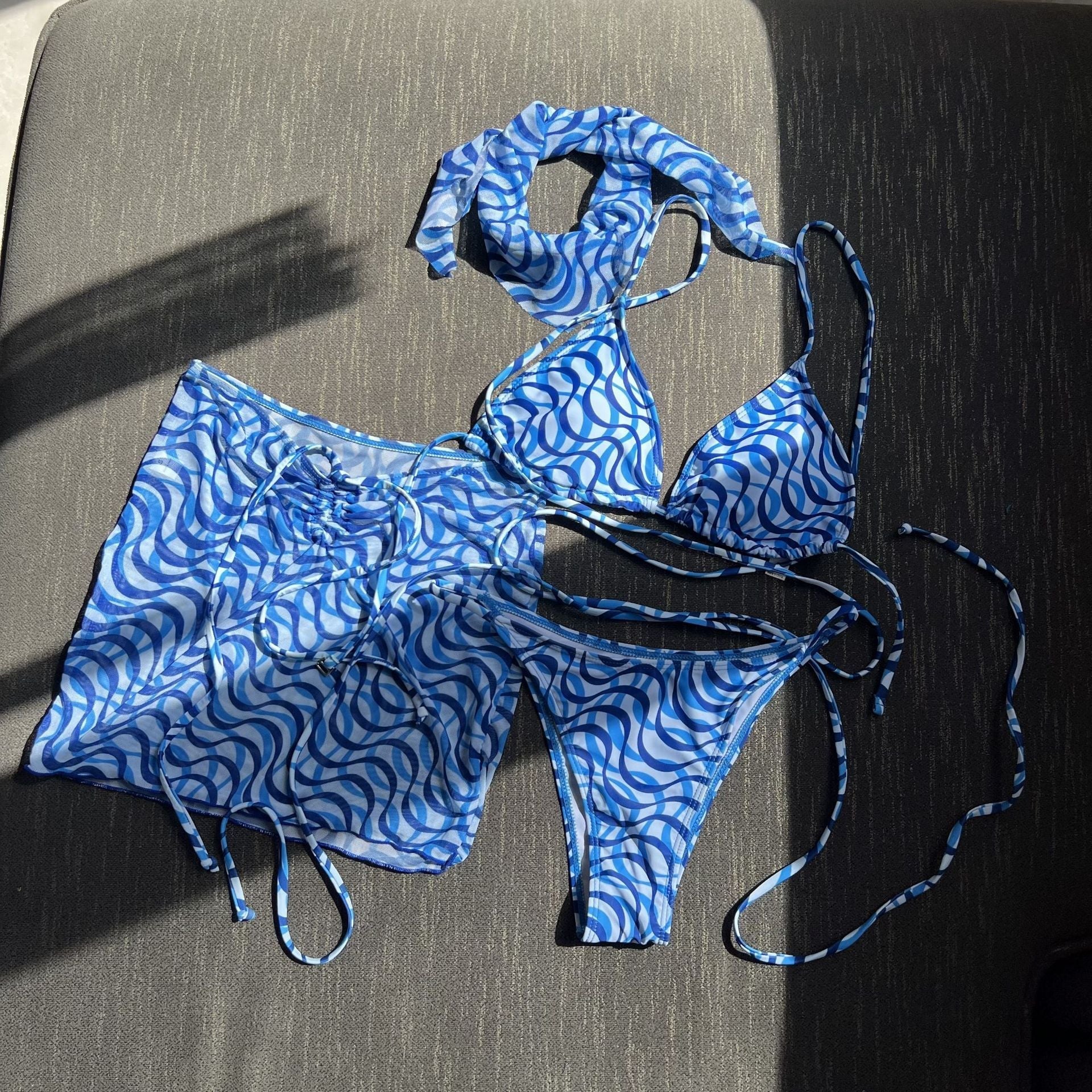 Drawstring Strap Sexy Three Piece Set Swimsuit Bikini Strap Bella Mia
