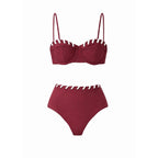 Bikini Wine Red Niche Design Tube Top Split Swimsuit Women Bella Mia