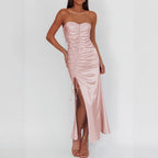 Tube Top Dress Summer Sexy Side Slit Irregular Asymmetric Hip Wrapped Dress Bella Mia