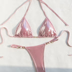 Split Swimsuit Women Sexy Backless Ornament Lace up Bikini Triangle Bag Bikini Bella Mia