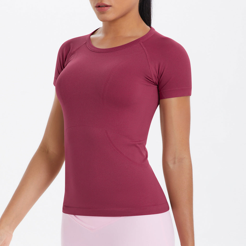 Women Short Sleeve round Neck Exercise T shirt Running Fitness Top Skin Friendly Slim Breathable Yoga Short Sleeve Bella Mia