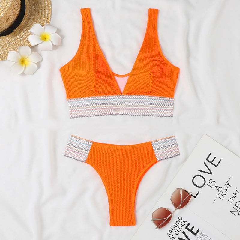Swimsuit Split Board Solid Color Ribbon Sexy Bikini Swimsuit Bella Mia