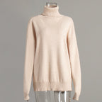 Turtleneck Sweater Women Autumn Winter Casual Sweater Slit Loose Solid Color Knitted Sweater Bella Mia