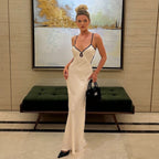 Spring Summer Sexy Women Clothing Dress Contrast Color Slim Fit Backless Halterneck with Suspenders Hip Dress Bella Mia