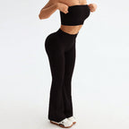 Vest Wide Leg Tight Seamless Hip Lifting Yoga Bell Bottom Pants Two Piece Sets Abdominal Shaping High Waist Bootcut Casual Exercise Yoga Clothes Bella Mia