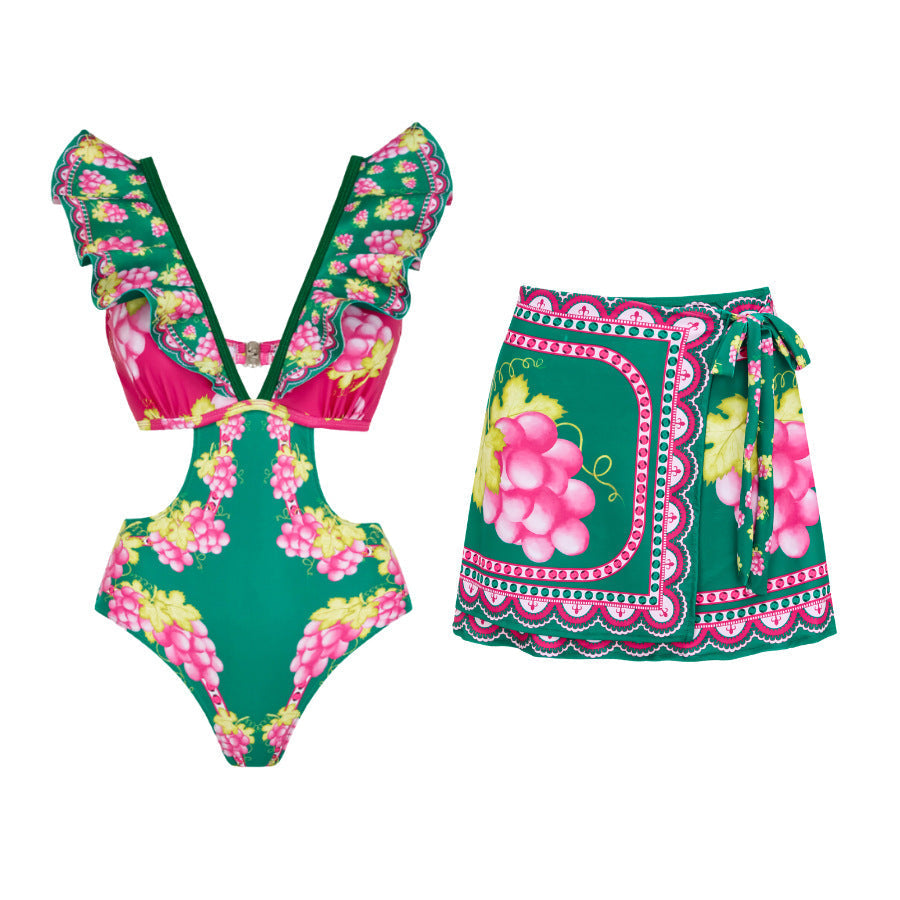 Ruffled One Piece Swimsuit Vacation Women Bella Mia