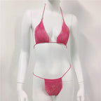 Women Clothing Rhinestone Bikini Set Carnival Sexy Lace Up Outdoor Beach Split Swimsuit Bella Mia