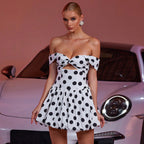 Women Clothing Polka Dot Printed Sexy Dress Tube Top Backless Casual Holiday Short Dress Bella Mia