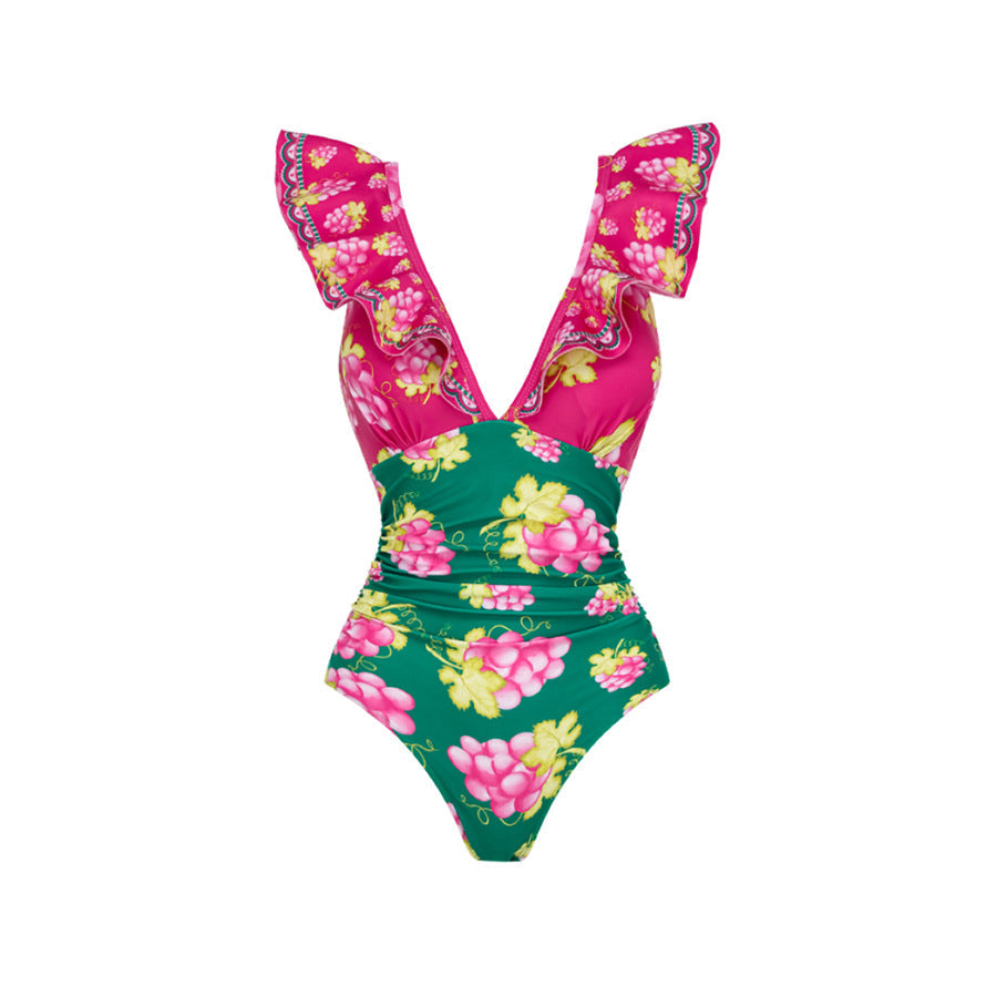Ruffled One Piece Swimsuit Vacation Women Bella Mia