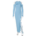 Sexy Leggings Split Dress Autumn Women Clothing Solid Color Long Sleeve Hollow Out Cutout Dress Bella Mia