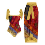 Swimsuit Multi Color Printed Sheath Gauze Skirt Anti-Exposure Two Piece Sun Protection Swimsuit for Women Bella Mia