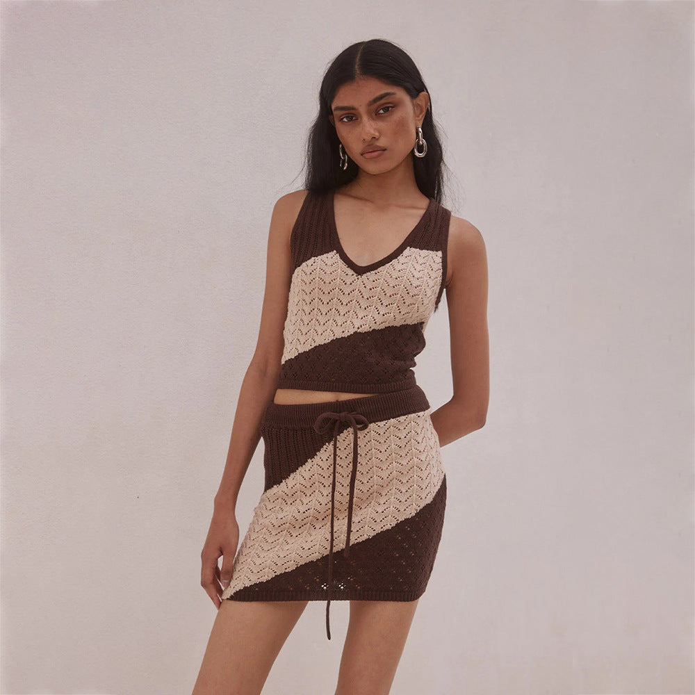 Women Sexy Hollow Out Cutout Striped Beach Dress Bikini Swimsuit Blouse Sun Proof Set Bella Mia