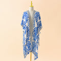 Spring Summer Striped Floral Print Pattern Chiffon Sun Protective Blouse Ball Decorative Cardigan Bella Mia