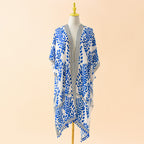 Spring Summer Striped Floral Print Pattern Chiffon Sun Protective Blouse Ball Decorative Cardigan Bella Mia