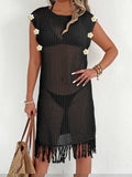 Beach Dress Vacation Beach Cover Up Women Clothing Sexy Cutout See through Tassel Stitching Dress Bella Mia