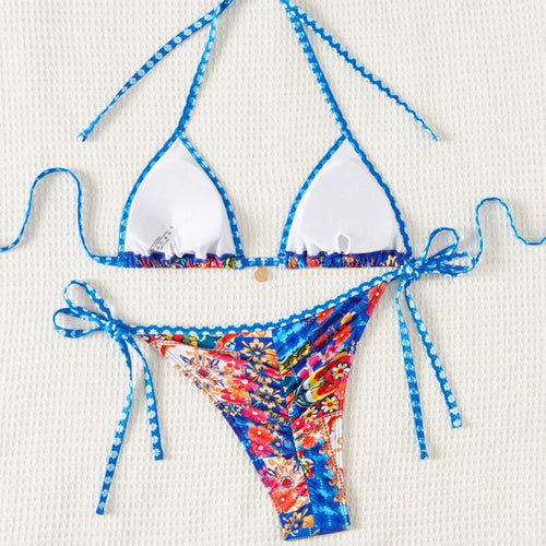 Bikini Printing Lace up Embellished Sexy Bikini Swimsuit Swimwear Women Bella Mia