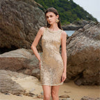 Solid Color Sexy Sequ Hollow Out Cutout out Beach Cover up Bikini Swimsuit Beach Dress Women Bella Mia